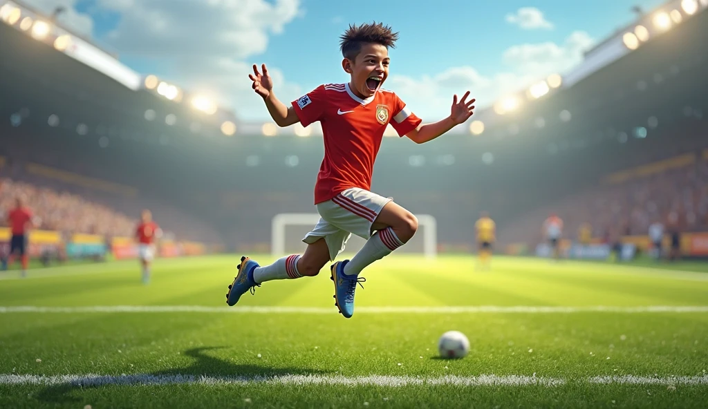 A boy playing football