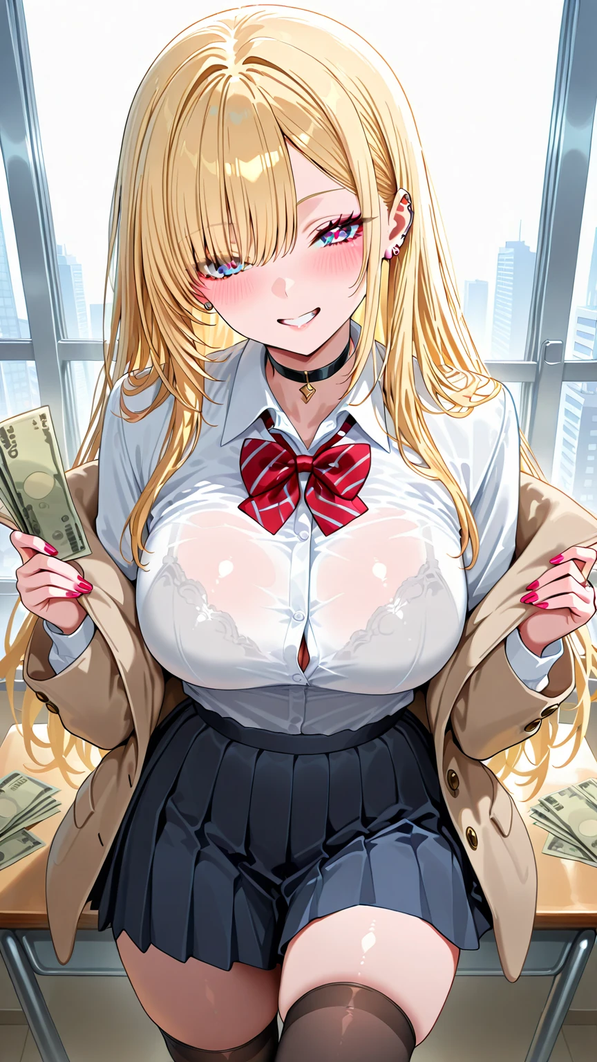 Money in one hand、2 people、Holding a banknote in one hand、Grin、おじさんとgirl、high school girl、Communication Support、Get money from your uncle、Midnight、Being closely watched by the elderly、Money in one handを持っている、Laugh shyly、high school girl、Browsing Caution, 1boy and 1girl, In underwear、Back alley at night、teenager、Blazer Uniform、Beautiful woman、Very thick thighs、Very short skirt、Please lift your skirt and show me your underwear....、Spread your legs wide、Captivate the audience、Best image quality、High resolution、masterpiece、super high quality、Thick pubic hair、Have money in your hands、Light green lace panties、Very big ass、Very large breasts 、Blushing、4K quality、Wearing black pantyhose、Sweaty all over、Heavy breathing、{Highest quality}, {so beautiful}, {Very detailed}, {Best illustrations}, Browsing Caution, girl,