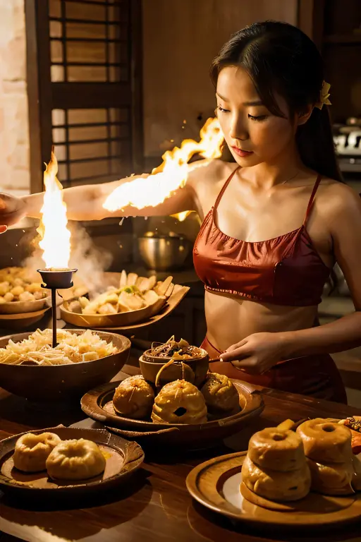 a cambodian there is a picture of a table with a variety of food on it, super realistic food picture, high quality food photography, food commercial 4 k, Wang Chen, ❤🔥🍄🌪, in style of pan ren wei, daopao, qiangshu, hd food photography, product introduction photos, delicious, 💣 💥💣 💥with background Angkor wat