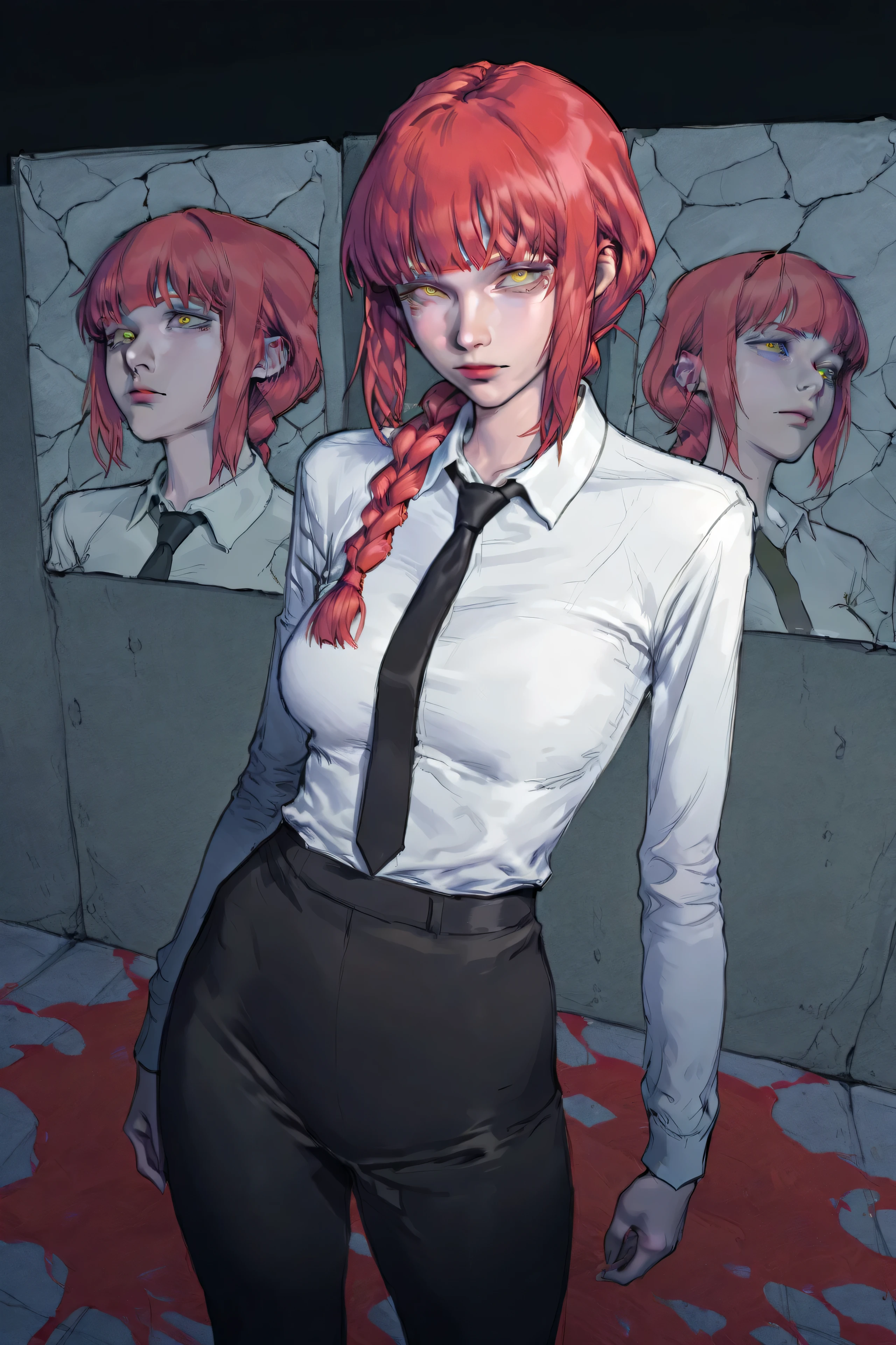 score_9, score_8_up, score_7_up, score_6_up, score_5_up, score_4_up,
BREAK
(masterpiece: 1.0), best quality, perfect anatomy, perfect composition, perfection,
BREAK
cinematic lighting, nat the lich style
BREAK
1girl. Graceful body, Makima (chainsaw man), standing, single braid, yellow eyes, red hair, black tie, portrait. Masterpiece portrait