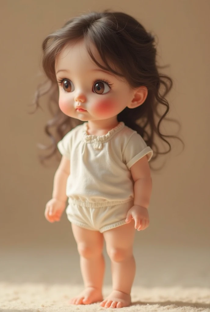Adorable little girl giving a birth, spread legs, baby coming out between legs