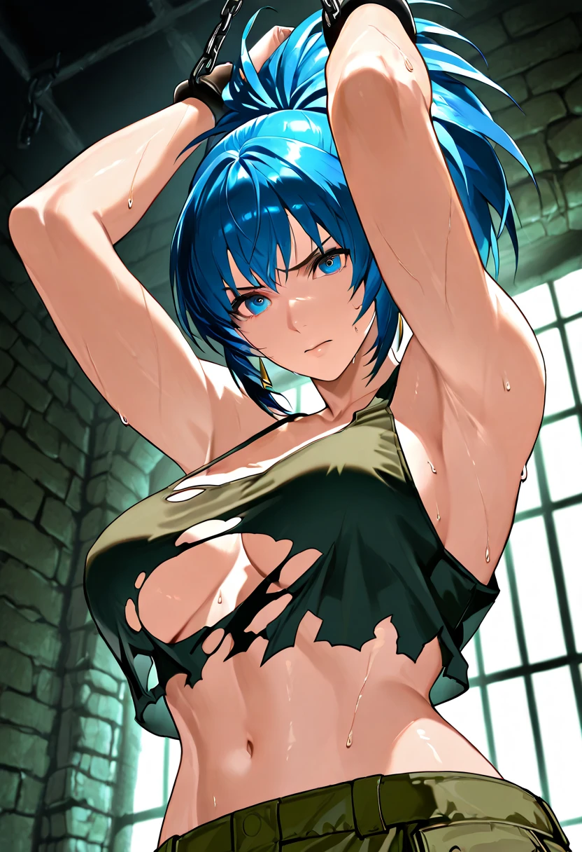 Masterpiece, best quality, 1 girl, Sinon, shocked expression, black bra and underwear, mysterious alley, date, hands forced above head, pinned to wall, blushing, looking at camera, wet pussy, seductive, steamy, dimly lit, intense gaze, seduction, passionate encounter, sensual, steamy atmosphere, revealing clothing, intimate moment, bold, daring, edgy. Sinon, in a surprise turn of events, finds herself in an unknown alley on a date. Her expression is one of shock as her date suddenly strips her of her clothes, leaving her only in her black bra and underwear. She is pinned to the wall with her hands, with full body view