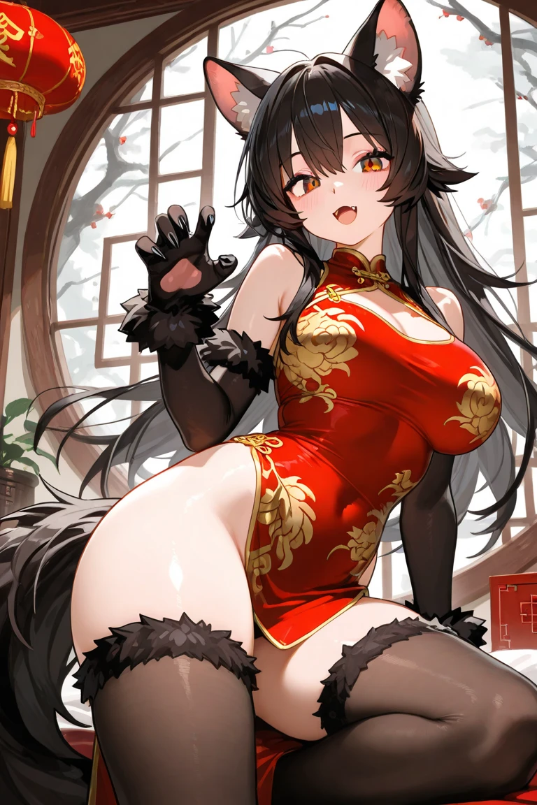 shot from head to toe、full body photographed、1 girl in、Plump body、Colossal tits、droopy chest、Big buttocks、plump thighs、chinese clothes、Chinese clothes showing cleavage、