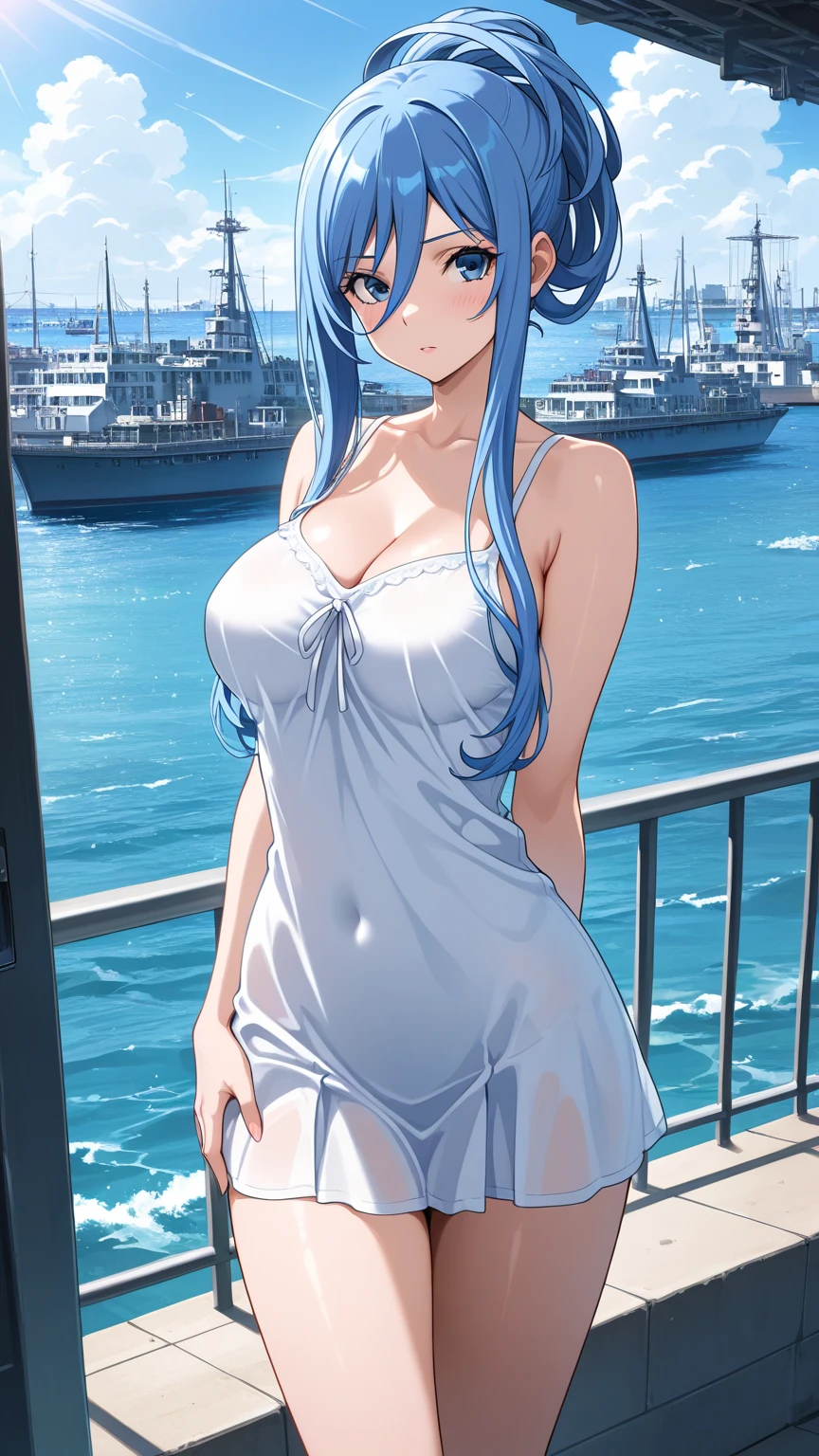 1girll, Transparent swimsuit, white mini-skirt, tmasterpiece, Best quality at best, Photorealsitic, ultra - detailed, Slim, (shiny skins, perspired:1.4), absurd res, looking at viewert, cabelos preto e longos, red color eyes, Look at the audience，Dynamic light and shadow, A high resolution, Sharp focus, depth of fields, detailedeyes, Sharp pupils, Realistic pupils, (middlebreast:1.3), (thick thight:1.1), The figure is bumpy，Surreal realistic painting style，exteriors, Skysky，The action is ambiguous