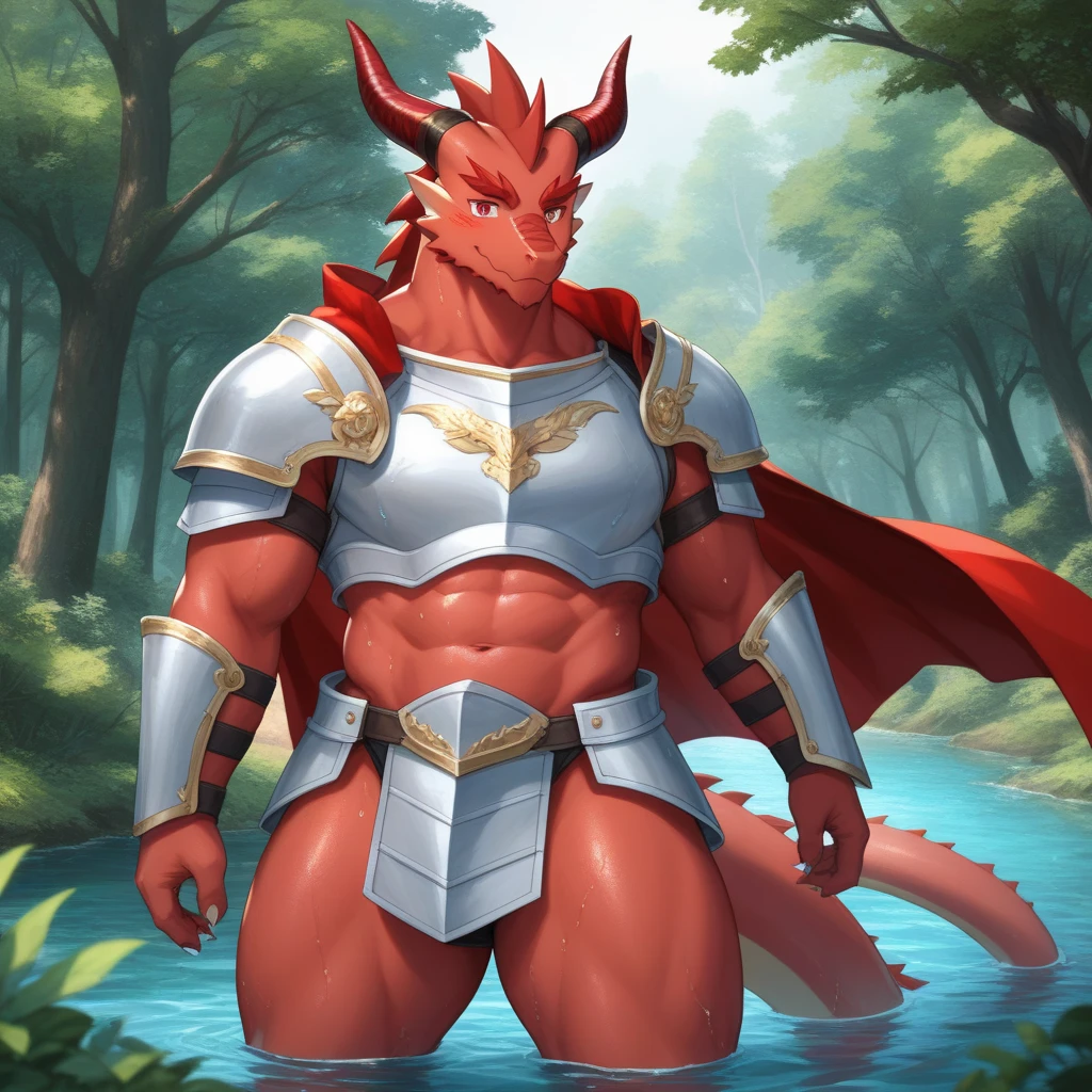 solo, alone, forest, dirtroad, fence, standing, guarding, penis outline, (ultra detailed), a beautiful and detailed full size portrait of a male anthro dragon, black dragon, (scales, detailed scales, muscle anthro, buff, big pecs, gladiator armor), black loincloth, big crotch, armor leg wear, armor, knight helmet, armor gloves, big pecs, big pecs, glowing eyes, red eyes (glowing), non-mammal breasts, looking at viewer, bedroom_eyes, detailed eyes, big body, sexy body, goddess, big crotch, crotch apron, balls outline, kenket, Ross Tran,ruan jia, trending on artstation,foxovh, cenematic lighting, (((hand on penis, masturbing))), open mouth, smile, detailed background, day, side view, empty eyes, foreskin, tan body, tan scales, empty eyes, wet, night, big body, translucent loincloth, unconvincing armor, warrior, gladiator, thick thighs, warrior costume, lizard tail, full body, big butt,