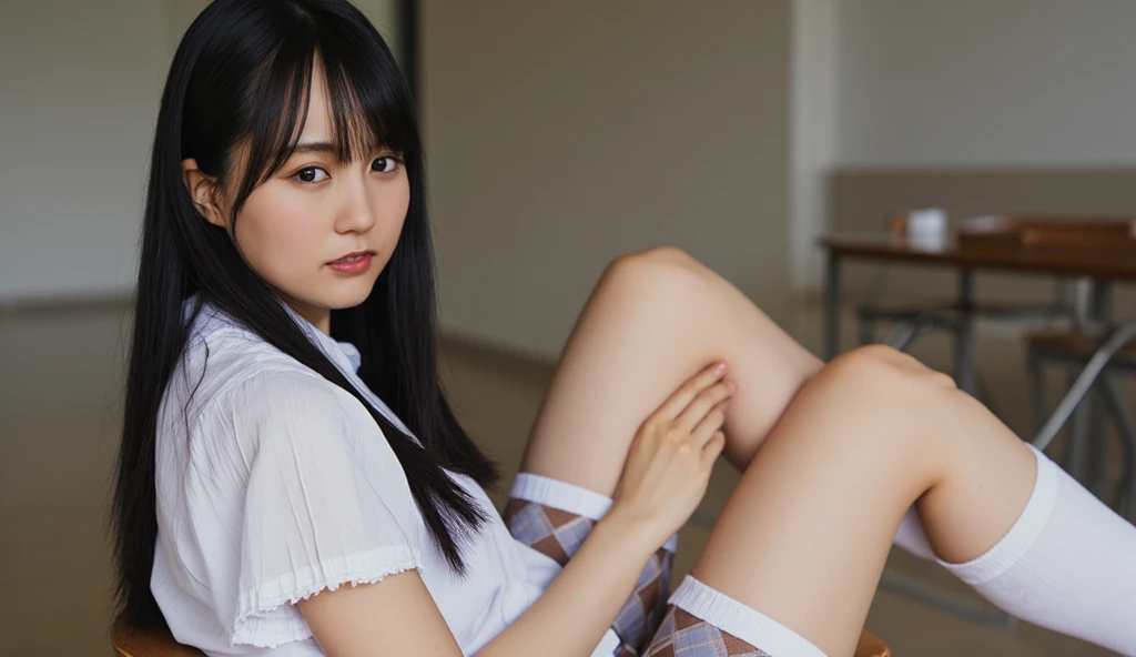 (photorealistic:1.4), best quality, masterpiece, raw 32k photo, (extremely detailed japanese beautiful girl), (extremely detailed eyes:1.2),(baby face), (cute face:1.2), ultra-detailed, ultra high res, amazing, BREAK,sitting,
(school uniform:1.5),detailed school girl, (disneyland:1.3), beautiful detailed girl, bangs, cute face, miniskirt,((thigh))
