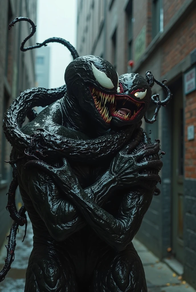 Dark Moody Atmosphere, <lora:Symbiote:1> Cinematic Film stock footage in (arri alexa style) Kodak film print,
a woman with a venom on her shoulder symbiote style, dramatic, mysterious, dark moody atmosphere