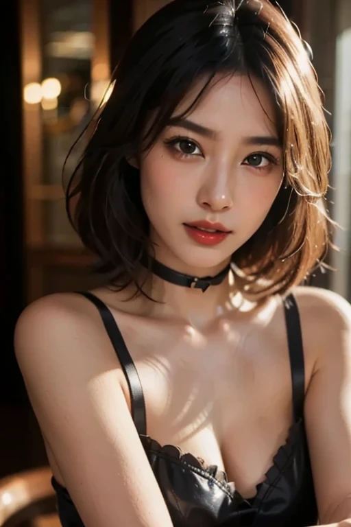 ((Highest quality, 8k, masterpiece: 1.3)), Sharp focus: 1.2, Beautiful woman with perfect figure: 1.4, Slim Abs: 1.2, ((Layered Cut, big: 1.2)), (rain, street: 1.2), Wet body: 1.5, Oily skin, Highly detailed face and skin texture, Detailed eyes, double eyelid, Very short hair, BDSM, slave, Black corset, Bondage Suit, choker, Suppressed, From below, Contempt, Micro Panties, Shen