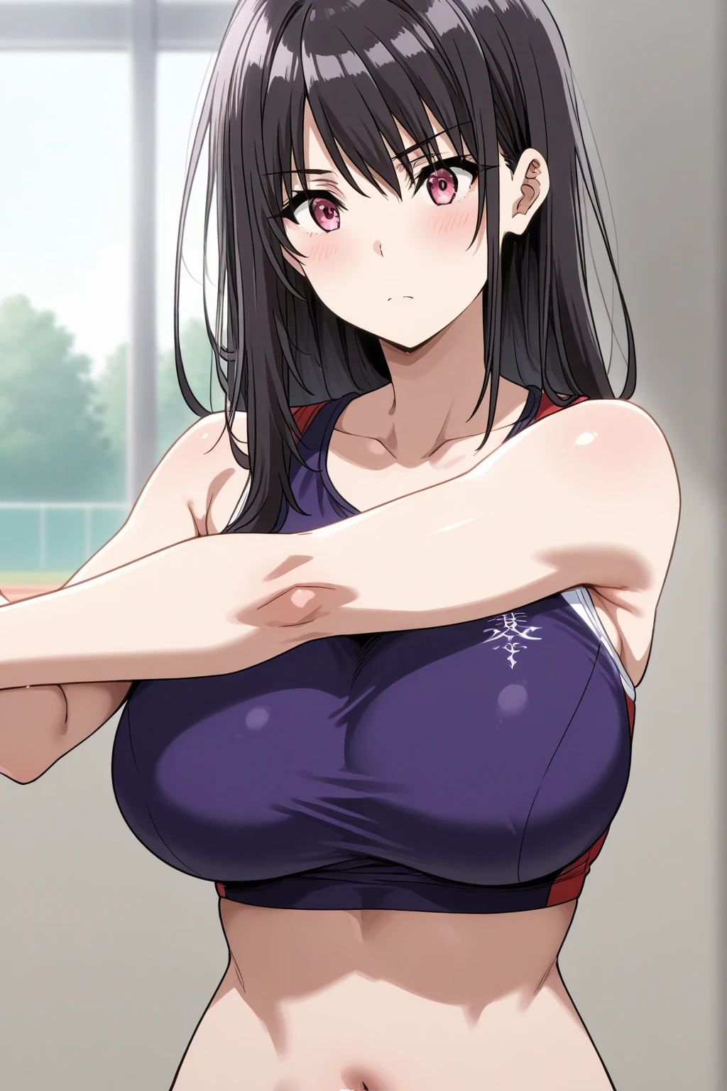 masutepiece,Best Quality,Detailed,Indoors,Gymnasium,NSFW,1girl in,Solo,Curve,(Wearing white gym clothes at school:1.5),(sodden)、(ultra gigantic tits:1.3)、shaking boobs、Keep both legs open、(オマンコ:1.3)、