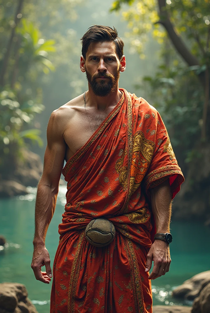 Prompt: in paul cadmus and jc leyendecker art style, fullbody, perfect detailed beatifull face, front view, wild west, a detailed, cute, gorgeous, perfect anatomy, divine proportion, shirtless, pantless, barefoot, realistic skinny muscles, wearing loincloths latino young man, standing on a rock in the river, ultra hd, realistic, vivid colors, highly detailed, UHD drawing, pen and ink, perfect composition, beautiful detailed intricate insanely detailed octane render trending on artstation, 8k artistic photography, photoreali