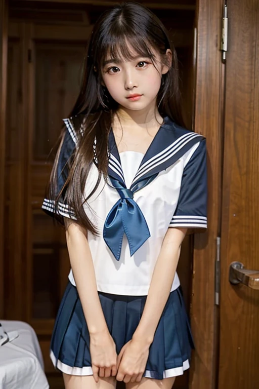 8K、RAW Photos、Highest quality、Japanese Model、Young and sexy gravure idol、Young and cute gravure idol、リアルなYoung Gravure Idol、Real fleshy gravure idol、Young Gravure Idol、A sophisticated gravure idol、Young and skinny gravure idol、The most beautiful Asian girls of all time、Sailor suit、mini skirt、Beach,Blur the background