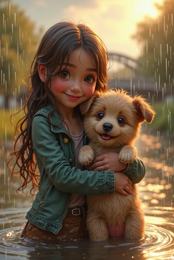 Uma menina e um cachorro sentados no telhado