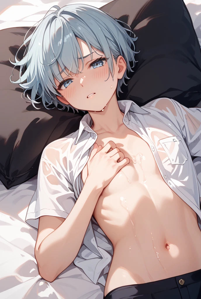 Top quality, movie quality, 2 boys (10 years old), in the bedroom, gay, boy's penis inserted into boy's anus, semen overflowing from the anus, facial expression, sweat, sexy atmosphere