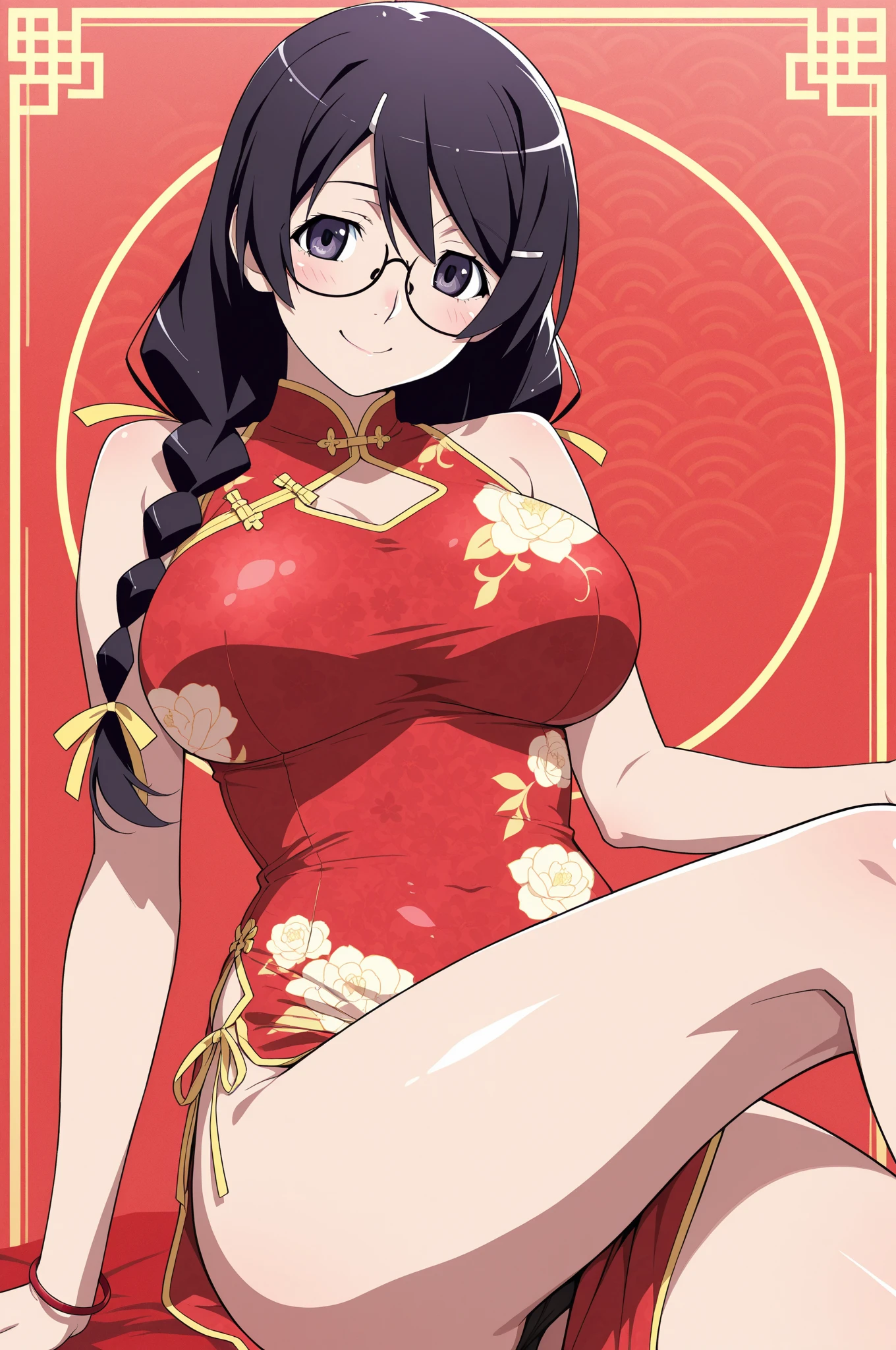 1mujerl， （tmasterpiece： 1.3），Hermosa mujer japonesa madura， Dedo detallado， hermosa mano， Hyper Realisitc， 1mujerl， （sagging breasts， Cuerpo hechizante： 1.2） brown hair： 1.1， Super Detail Face， Labios detallados， ojos detallados，Gafas, 二重まぶた， Kimono sexy de escote escotado， Escote abierto，El abrigo de cuero rojo en el pecho estaba rasgado，Fugas en el vientre，Ombligo hiper detallado, The red milk coating is torn，Las bragas rojas estaban rotas，parte inferior del cuerpo, muslos y fugas， Cover your hands with your extra-large, lleno, slightly sagging breasts， Postura lateral， curvas visibles，cuerpo completo1:1