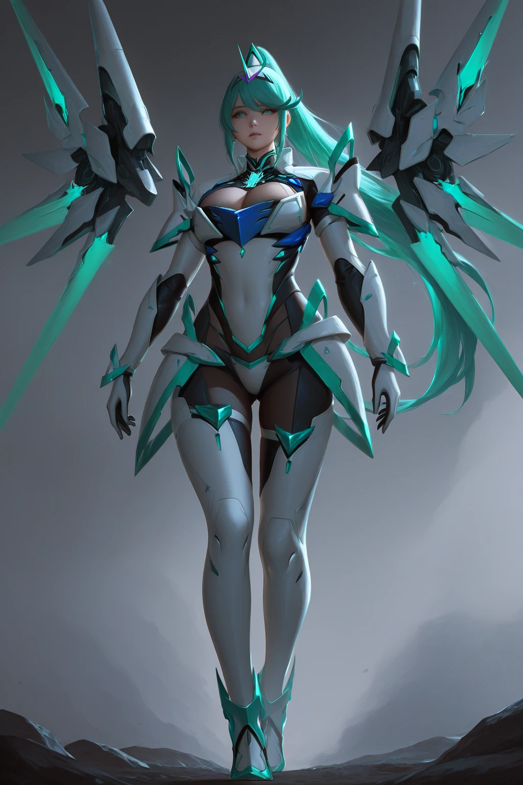 Sexy female wolf, full body, furry body, muscle body, white hair, split ponytail, halo, flower on head, aqua eyes, heart-shaped eyes, pointy ears, grin, crazy, Pixar, high detail, backlighting, ray tracing, depth of field, close-up, bokeh, Canon, UHD, high details, anatomically correct, super detail, 8k, best quality