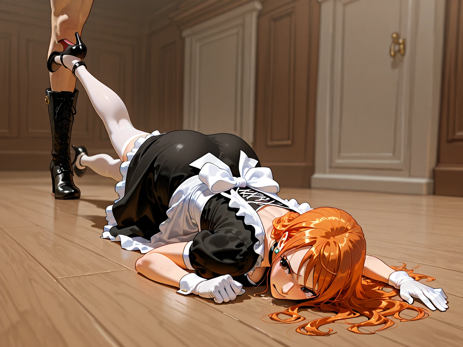 1girl,<lora:GoodHands-beta2:1>,wide hips,thick thighs,curvy,<lora:0253 ceremony_v1:1>,ruanyi0253,candle,carpet,chain,indoors,blood on clothes,blood splatter,blood,
(full body:1.2),(nsfw:1.1),((school uniform)),((pleated skirt)),barefoot,
torn clothes,drunk,pussy,cum in pussy,cum,
1boy,
anal,sex from behind,
pov crotch,from behind,
all fours,on floor,
ass grab,groping,
looking back,looking at viewer,
huge breasts,
blonde hair,bangs,sidelocks,twintails,long hair,
white collared shirt,blue pleated skirt,bare legs,
no panties,(from above:1.2),, best quality,masterpiece,highres,official art,extremely detailed cg unity 8k wallpaper
