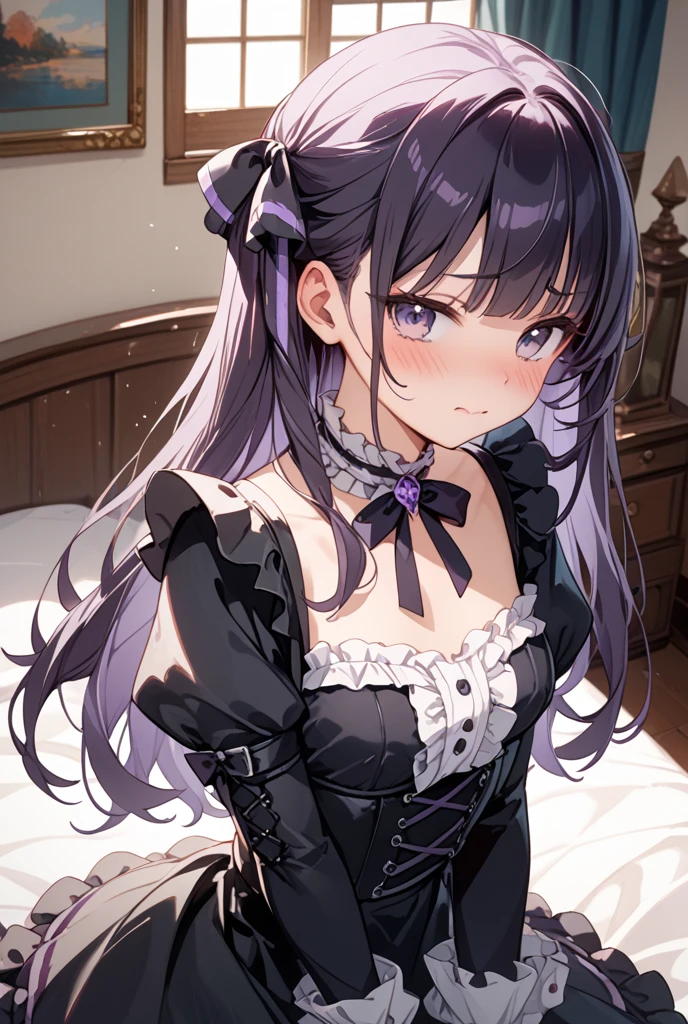 (A girl in her twenties with dog ears),Cheerfulness,(Charmed:0.2),Highest quality,masterpiece,The ultimate solution、Perfect body,Ponytail brown hair,Jewel-like eyes,((Maid clothes),(Beautiful costumes),bikini, Black Stockings,Long legs