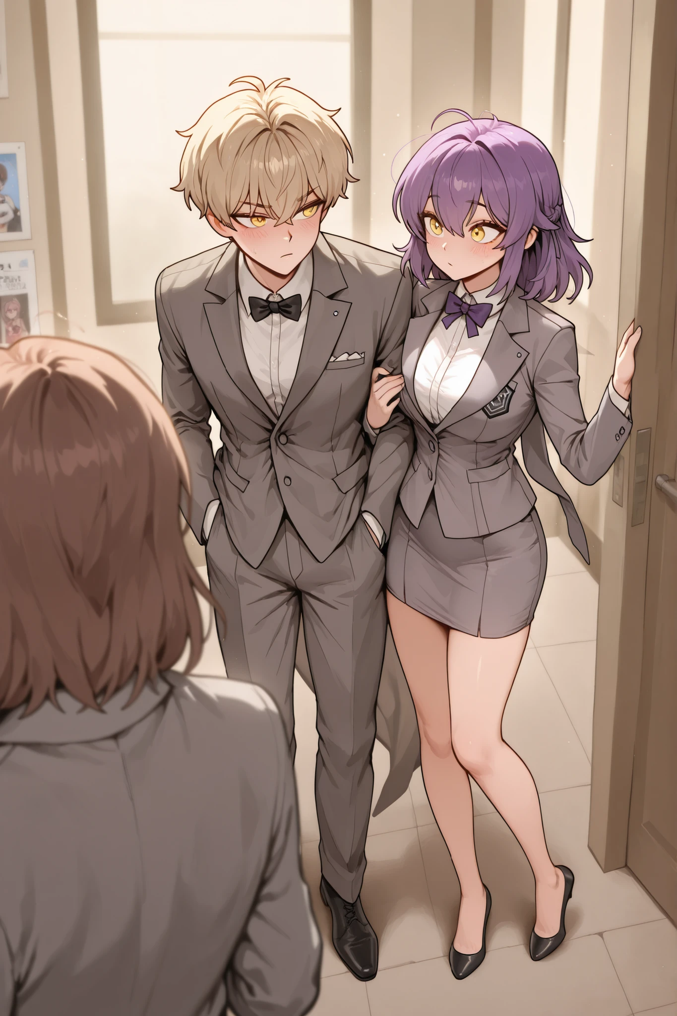 Close up of a person wearing a suit and bow tie, Picture of Master Kan Boon , pixie trending , Tasism , Naver Fanpop, Webtoon, Kim Do-young, ✨🕌🌙, Webtoons, male art, leaked image , Sakimi-chan, trending at cgstation , Frontline Girls , 8k)), Detailed image full body. Yuri Gin, yellow eyes