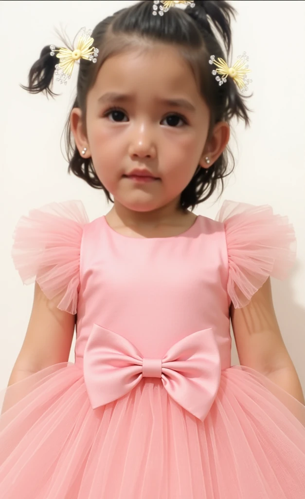 Arte Disney, garotinha, Pink Baby Ballerina Style Dress, tiara de rosas claras, sorriso meigo, olhos fofos, hands holding a pearl
