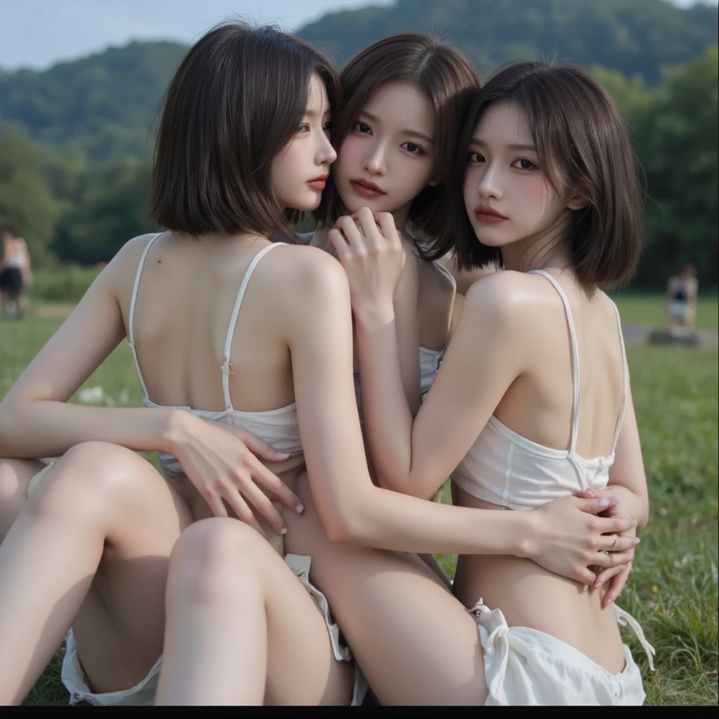 debris flies, highest quality, (highest quality、8k、masterpiece:1.3)、ultra high resolution、Physically based rendering、(realistic：1.37)、beautiful woman with perfect body:1.4、slim belly:1.2、Highly detailed face and skin texture、 red cheeks、white skin、thin waist,thin legs、highest quality,very beautiful girl,12 years old、I&#39;m 11 years old、13 years old、 (cute:1.2),perfect shiny skin,((Accurate hand without discomfort)), brown hair,(((full nude)))、big smile、((underwater))、(((three women)))、((wet body))、necklace、gem、(open your mouth and smile),(white teeth:1.2)、Mr..々hairstyle, straight hair, bob cut, dull bangs, silky hair, jet black hair, brown hair, hair clip, hair band, hair ribbon, One-length haircuts, ducktail, Hair curled outward, french twist hair, twin tails, side ponytail, single blade, wavy hair, bangs tied back, (((full nude))),