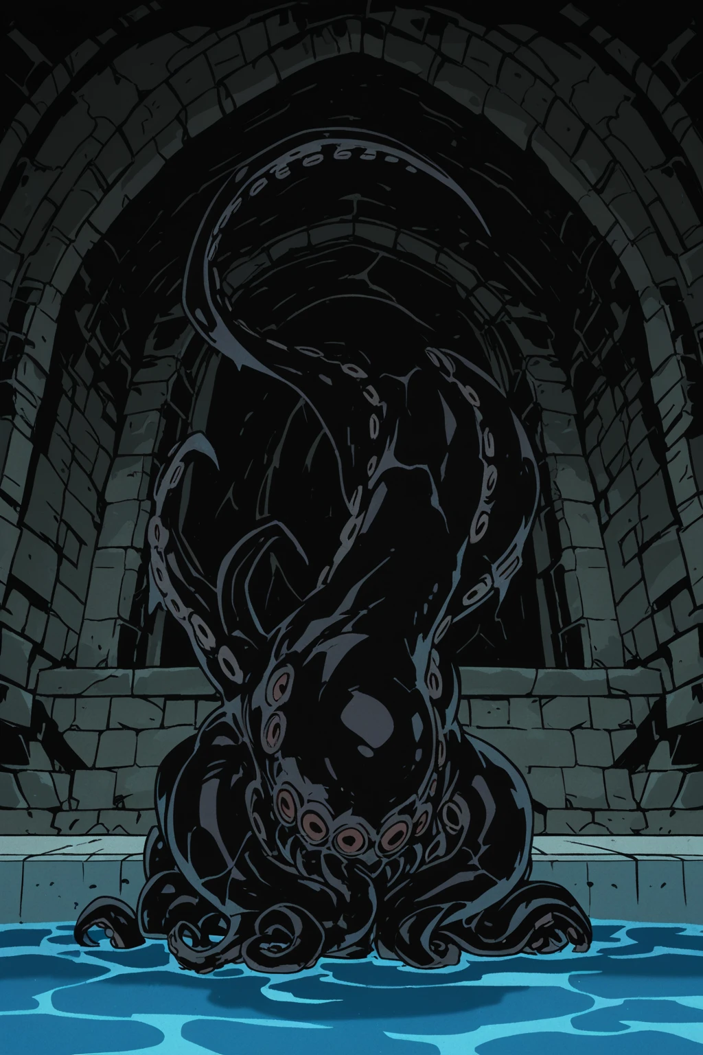 solo person，shaggy，hairy chest，gray wolf，a black trench coat，White color blouse，Black hood，Black jeans，blue color eyes，Black katana around the waist，(((Black ice tentacles on the back)))