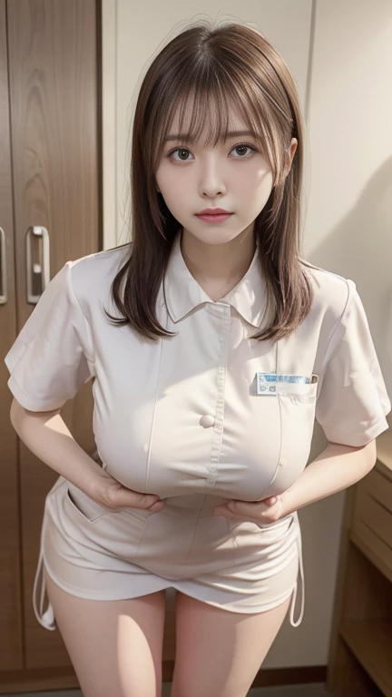 best quality, 8k, highly detailed face and skin texture, high resolution, big tits cute korean girl in nurse uniform, sharp focus

