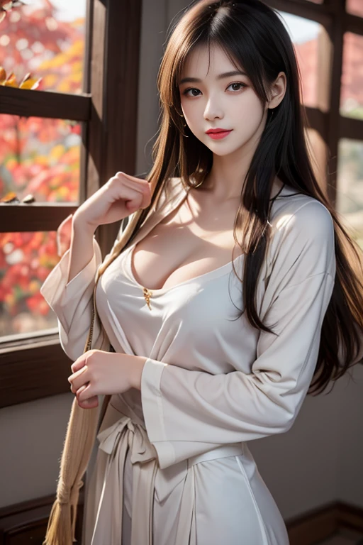 photorealistic, high resolution, soft light,1women, solo, hips up, shinning skin, (detailed face), jewelry, maid costume
