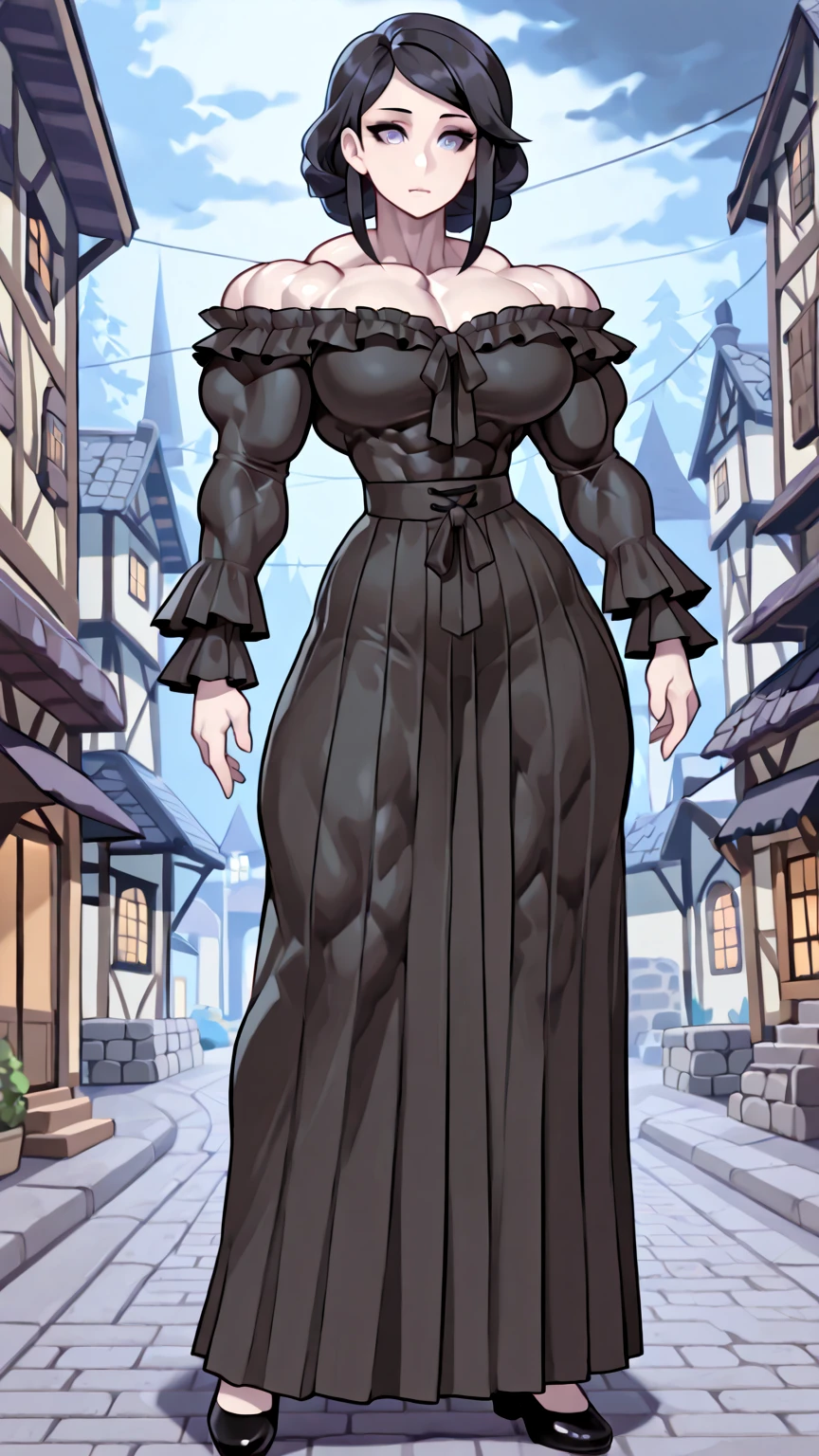 noi, nun, big breast,white boots, pants,cloak, musclegirl, walking, smile, long hair, catedral, vest, portrait