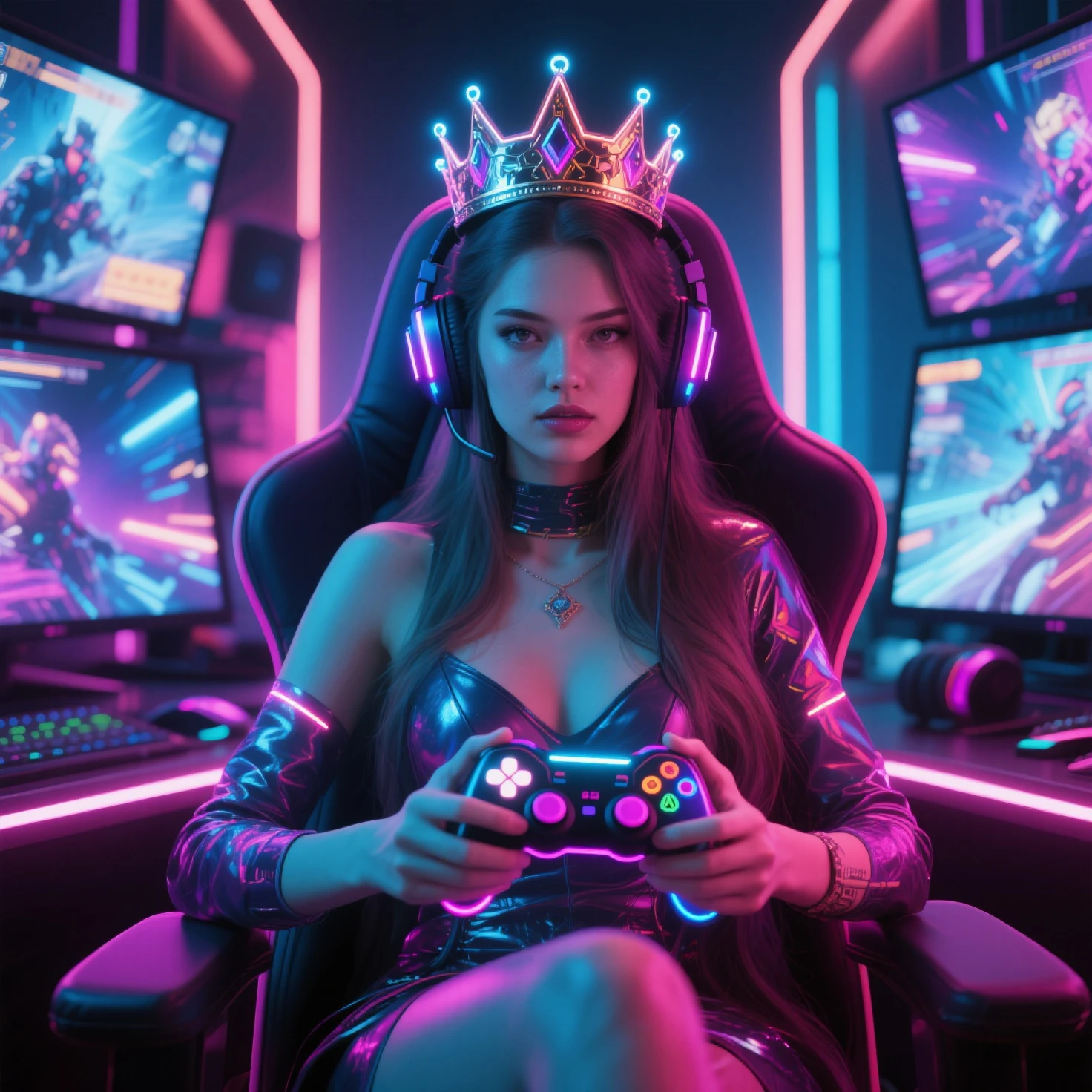 masterpiece, best quality, high resolution, 8k, (Portrait Photos:1.5), (R Original Photo), real picture, Digital Photography, (A fusion of cyberpunk and fantasy), 20 year old girl, solo, (((black sunglasses, headphone))), Feel free to hairstyle, Purple Eyes, By Bangs, (large breasts, cleavage, Accessories, Elegant and charming, Combination of cyberpunk and fantasy style clothing, Hollow carving design, Photo poses, Realistic style, (((((((pistol shooting pose))))))), oc render reflection texture, sentry, (((((aerial view of Cyberpunk style future city, 1 giant (((chess pieces))) sculpture))))), night, Bustling streets, (((((half-body (thigh level) medium shot))))).