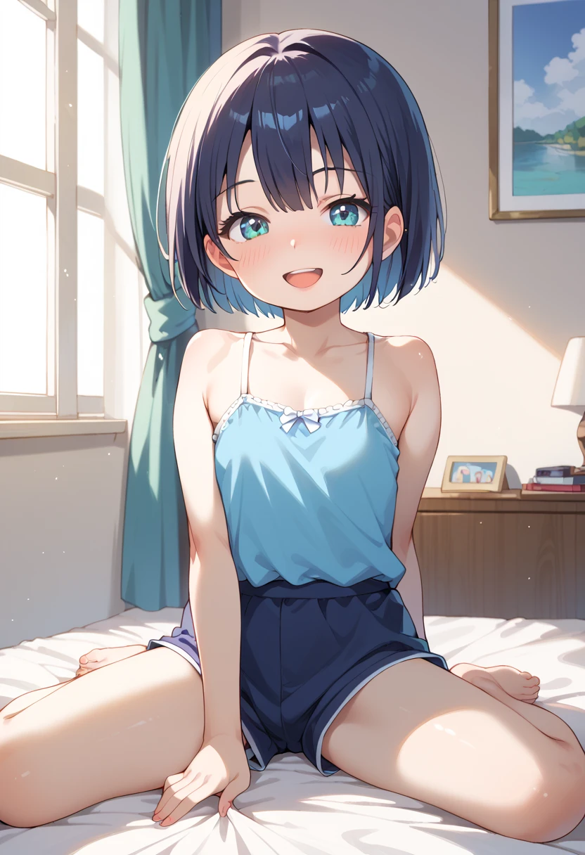 little_girl,cute_loli_, blue eyes, long black hair, red hair, multicolored hair, sexy, a sexy way,