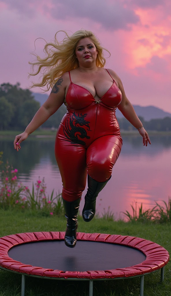 Generate an image of Daenerys Targaryen with spectacular bodies in a scenario that mixes future and medieval aesthetics, com um castelo high tech ao fundo, noite, arte hiperrealista em 4k, noite, lua cheia gigante e aurora boreal, a dragon in the background breathing fire, Daenerys with furious expression
