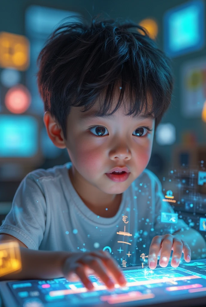 Virtual school a boy studying from virtual school 