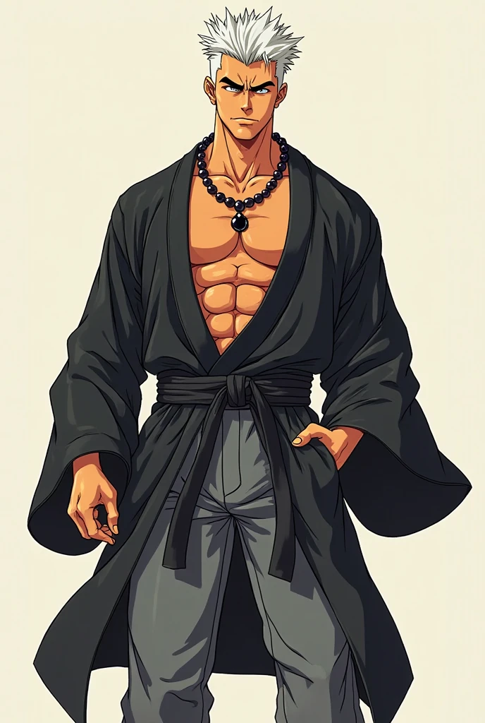 Ryomen Sukuna is the king of curses from Jujutsu Kaisen. He is a very handsome white-skinned man who has a youthful appearance of 1. He has short pink hair that is pulled back and spiky. He has four blood-red eyes. He has four arms. He has a strong, large and defined body. He is tall and has 2,20 meters tall, does not wear a shirt, has tattoos on his face and body and wears black sports pants and red shoes