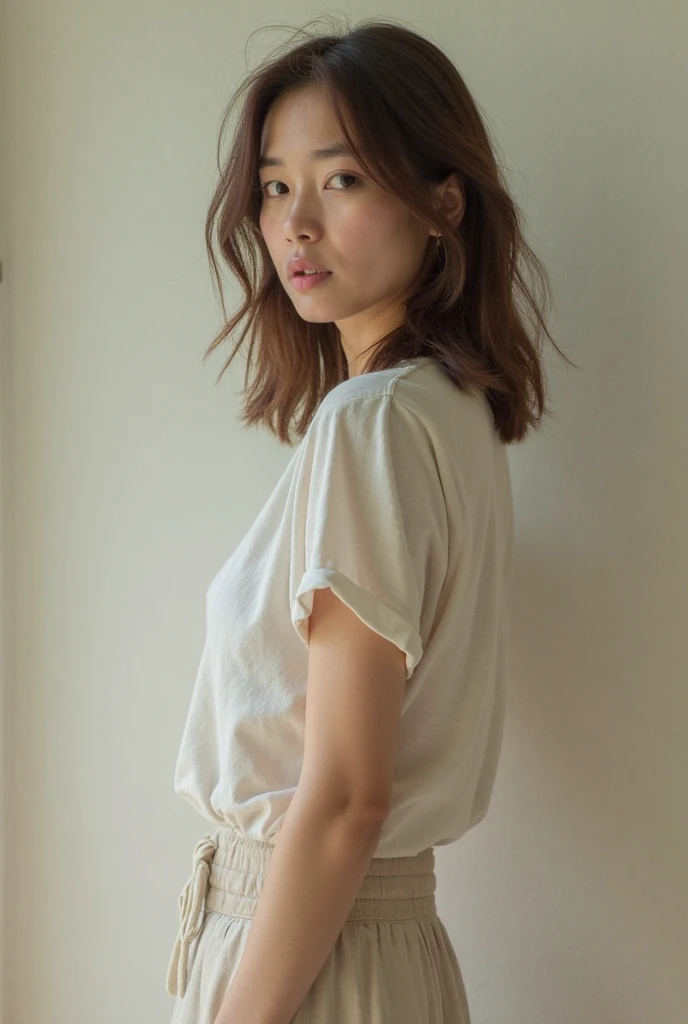 ((Both hands are in front of the navel、A photo of her  showing through a short polo shirt、Hands roll up shirt、She is wearing a navy polo shirt and luxurious white .、:1.4))、Being in the living room、Length cream hair color、Her  are obvious even through her clothes..、Small earrings、Light brown hair color、:1.4））、Shiny Hair、Light beige hair color、Background Blur、Light brown hair、｛｛Cowgirl Shot｝｝、（（Close-up shot from the waist up、:1.4））、、にっこりsmile、服からでも分かる、Cowboy Shot、素敵なsmile、（（Revealing clothing））、Full body photo、ring、Tuck your hair behind one ear、Silver Necklace、smile、Caustics、Highly detailed photos、、Super no makeup、(8K、RAW Photos、Highest quality、masterpiece:1.2)、(Realistic、Realistic)、1 Girl、((ショートヘア、Looking into the camera:1.4))、Hair blowing in the wind
