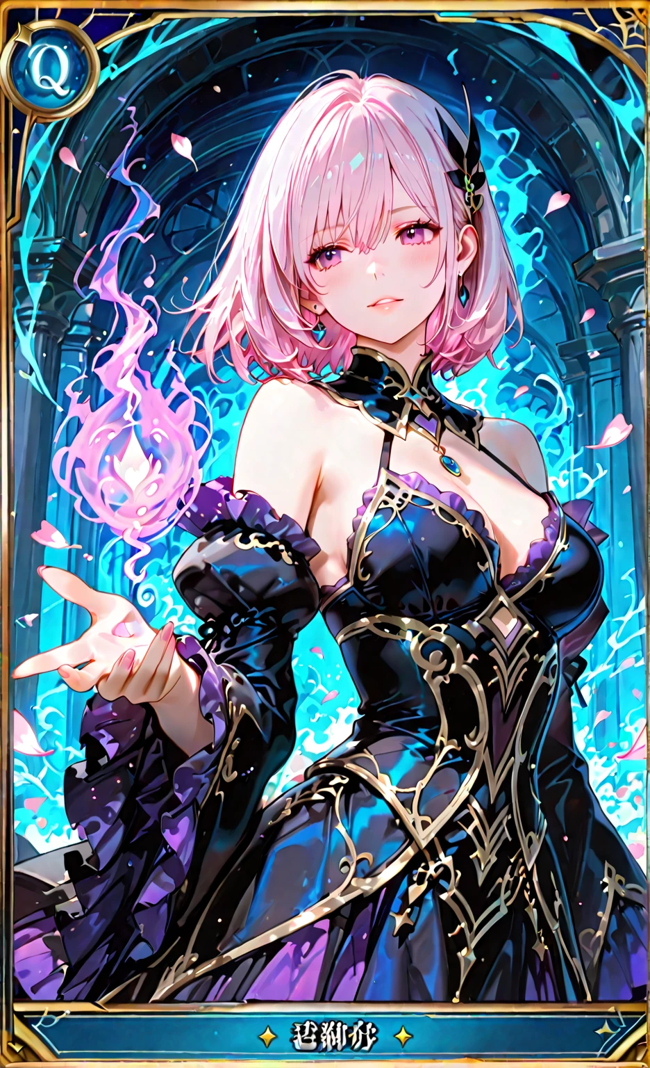 Smooth and Flawless Skin, Expressive and Captivating Eyes, Well-Defined Facial Features, Radiant and Healthy Glow, Perfectly Proportioned Face, Graceful and Symmetrical Features, Fine Details and Realistic Texture, cute face, absurdres, vivid color, beautiful portrait of cute anime girls, anime best girl, anime screencap, anime style, finely detailed, insanely detailed, exquisite, fantastic, amazing quality, top quality, professional quality, high quality, finely quality, official art, production art, super detailed skin, clear eyes, light eyes, light image, gleaming skin, oil skin, shiny skin, accurate face parts, cinematic, extremely detailed beautiful face and eyes, fair skin, 16k, 32k, 16k portrait, 32k portrait, masterpiece, Highest quality, ultra Detailed beautiful face and eyes, Detailed eyes, High resolution, beautiful, super fine illustration, extremely detailed unity cg 8k wallpaper, fearless face, perfect eyes, deep detailed eyes, perfect face, low ponytail, pink hair, hair ornament, pink eyes, leotard, zipper, white showgirl skirt, bare shoulder, thighighs, thigh high boots, bare thighs, cleavage, cleavage cutout, adult face, elbow gloves, jewelry, garter belt, garter straps, collarbone tattoo, chest tattoo, hair between eyes, evil grin, perfect hands, perfect fingers, five finger, four finger and one thumb, skin tight, straight bangs, beautiful hair, very long skirt, perfect anatomy, perfect female body, perfect proportion, fingerless gloves, bare fingers gloves, extremely ultra detailed beautiful hands and fingers,