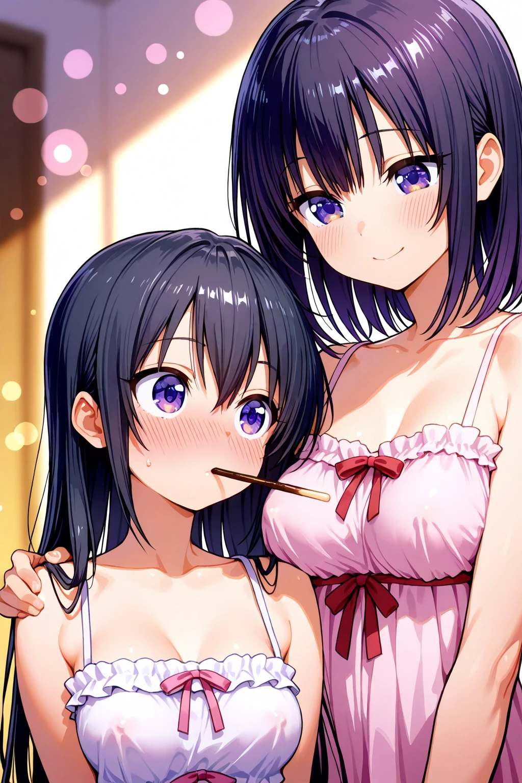 (5 years old,Lying down :1.2) ,  Couple Focus ,  (smile:0.7), Stand next to each other , Upper Body,Please reconsider, (naked:1.3), にやにやのsmile, (High color saturation:1.0),  (Very detailedな肌), (Highest quality:1.0), (Ultra-high resolution:1.0) ,(Realistic:1.0), (Very detailed:1.0), (8K, RAW Photos:1.1)、Wearing a collar、Open your mouth、Anna Yamada、(Small breasts:1.9)、Masturbating、(Short stature:1.5),shaved pussy,On the bed,Ecstasy、Climax、Multiple Girls,(Lick:1.5),heart in eye, Surrealism, 8K, super detail, award winning, best quality, anatomically correct