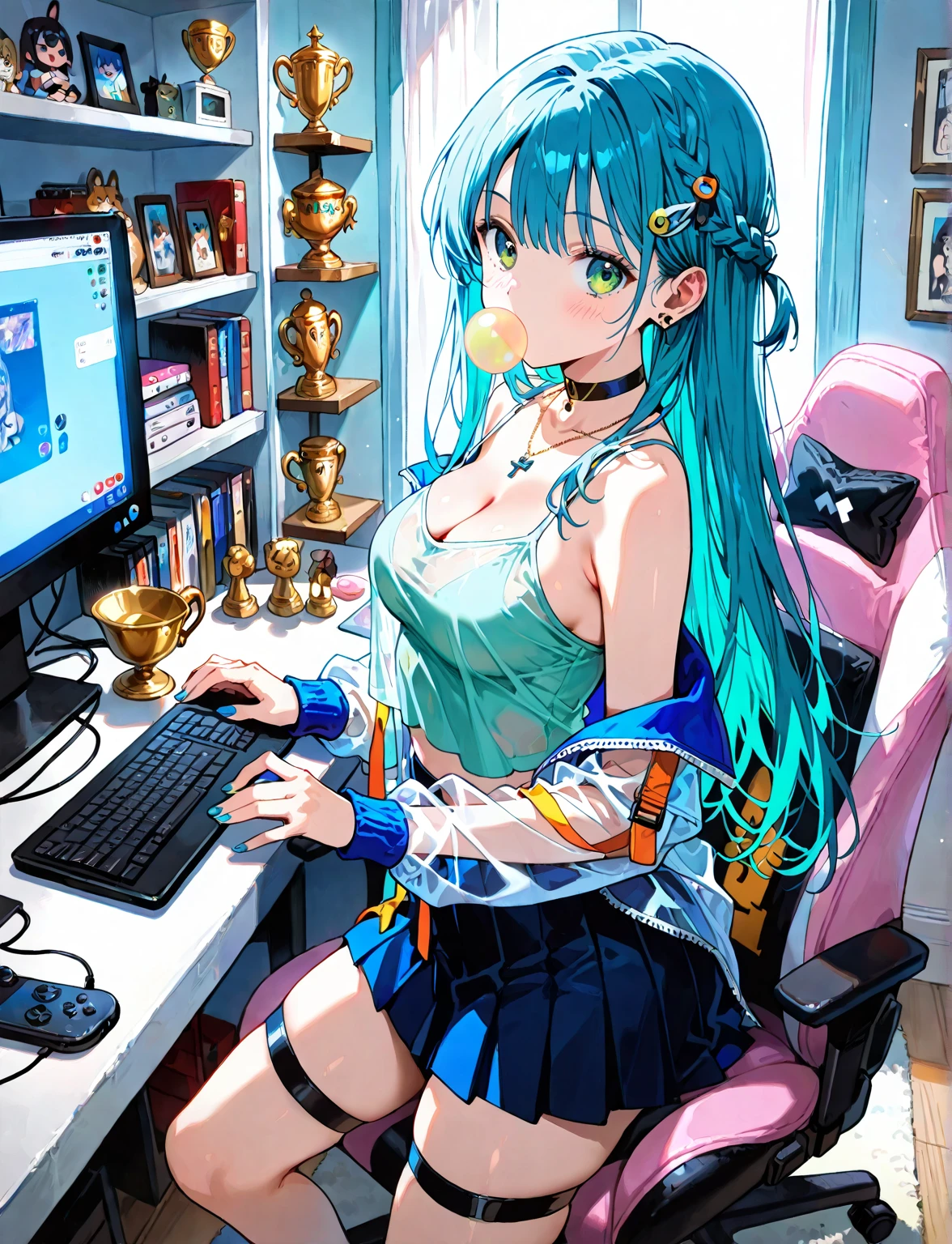 highest quality, highest quality, High-quality illustrations, masterpiece, ultra high resolution, detailed background, detailed background, ((5 women:1.8)), (((16 years old, Height: 163cm, long blue hair, B cup breasts), (18-year-old, Height: 175cm、Blonde vertical roll long hair、色白beautiful woman、D cup breasts、Toned buttocks), (25 years old, Height: 158cm, Baby-faced and looks a little younger, slightly plump figure), (34 years old, Height: 177cm, beautiful woman, E-cup upturned breasts, Moderate abs, big firm butt), (23 years old, Height: 167cm, C-cup elastic breasts, thin waist, peach butt)))