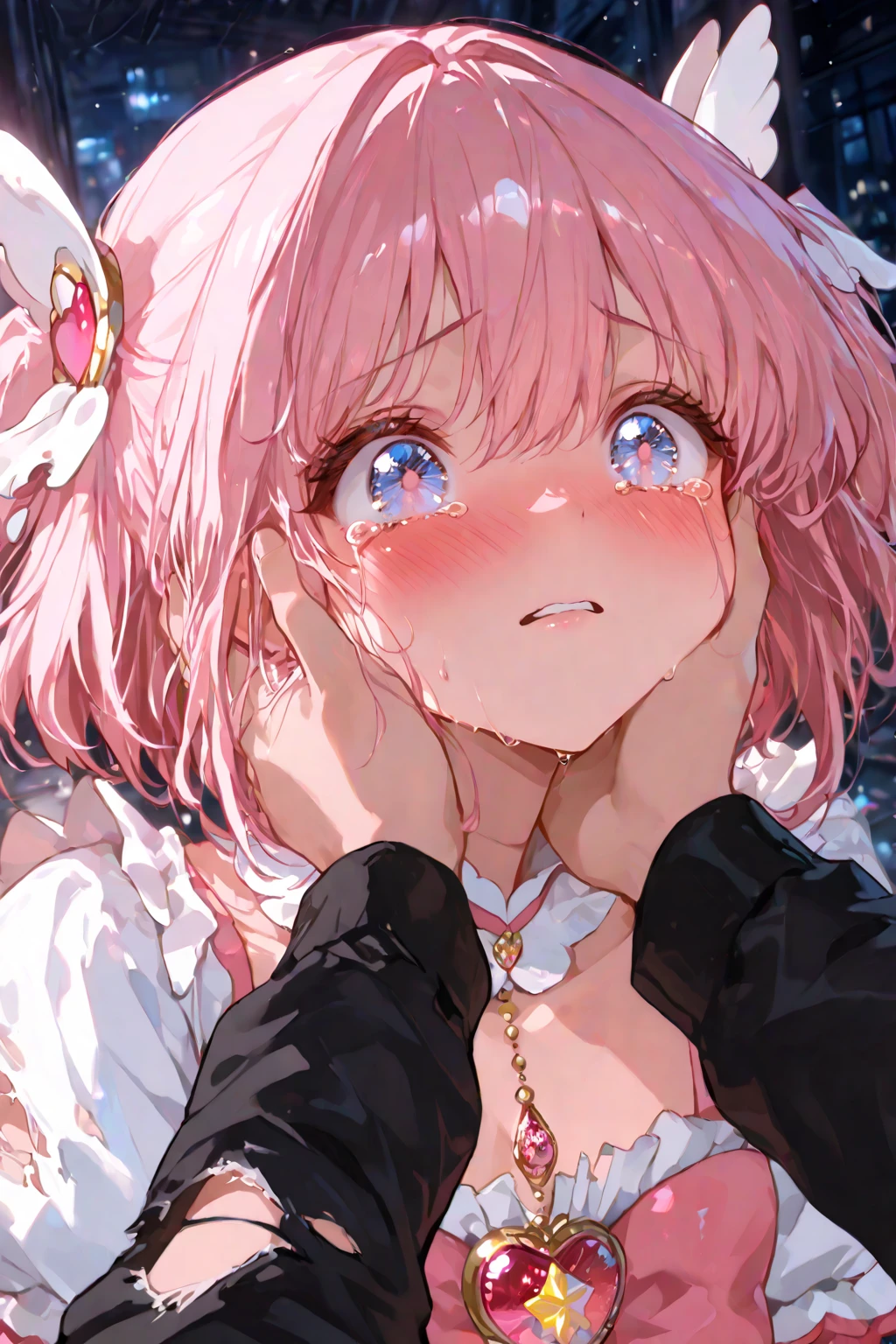 (((loli))),(((aged_down))),angel,???,???????,(((sound_effect))),(((sound))),(((speed lines))),wet body,man,(((narrowed_eyes))),vaginal penetration,bare_chest,(((voice))),wings,(((panting_voice))),on bed,pale pink hair,coming,(((gasping))),magical_girl,
