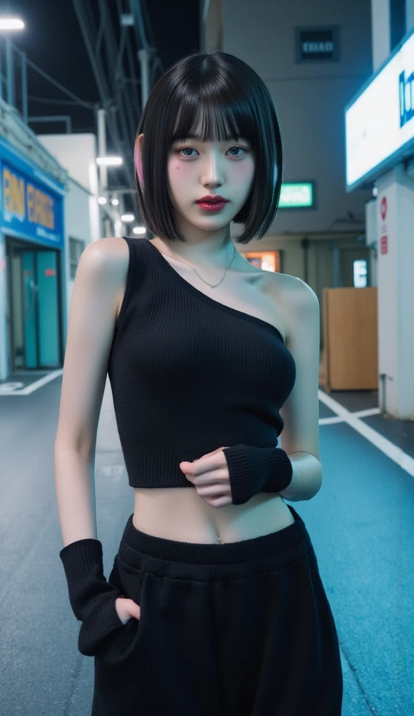 A kpop idol named Anne, very famous, short hair and bangs, Bblack hair 