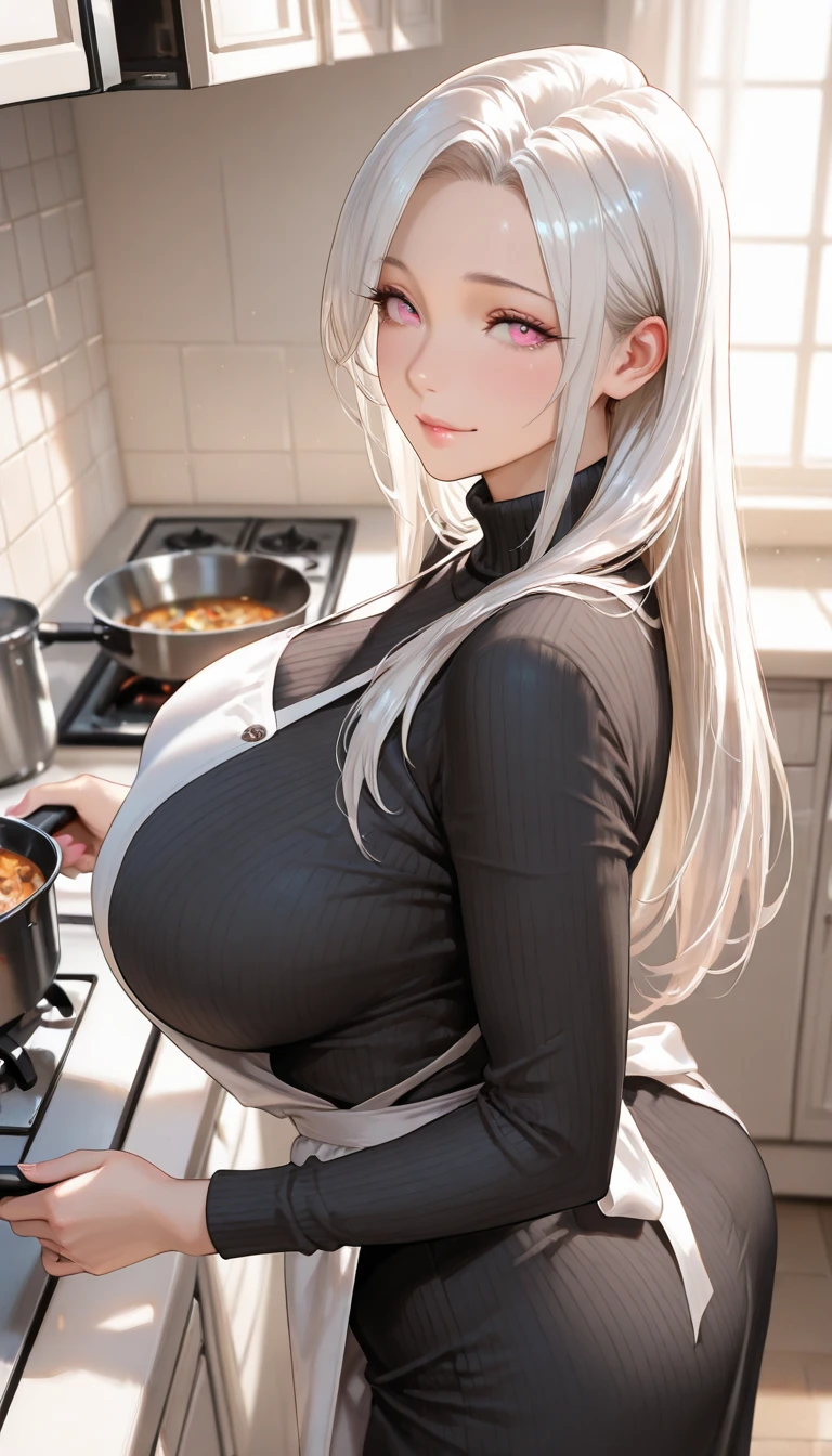A big-breasted, silver-haired, dark-skinned woman makes an aphrodisiac curry in a giant stockpot