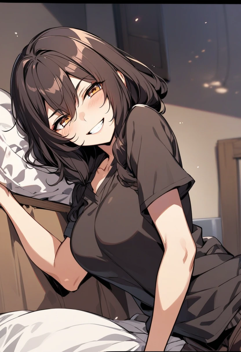 score_9, score_8_up, score_7_up, score_6_up, score_5_up, score_4_up, source_anime, 1girl, bed, black hair, long hair, white eyes, spread arms, messy hair, smile, white shirt, skirt, white stockings , night, condoms, dungeon, best quality, best res, 4K UHD,
1guy, blond hair, shirt, shorts, see girl, blue eyes, smile
 