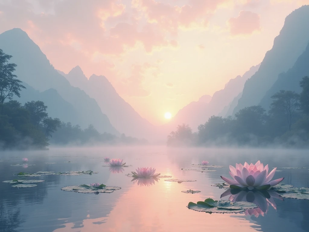 natta, Only moonlight illuminates, Meniscus, mountain in the distance, Beautiful big lotus nearby, Big red lotus, There is running water next to it, frogs, summer is full of joy, The crescent moon and stars are mixed in the sky, Stunning wallpapers, raining night, raining night, Beautiful and beautiful, 电影灯光, high detal ((heavy rain poured))), 8K