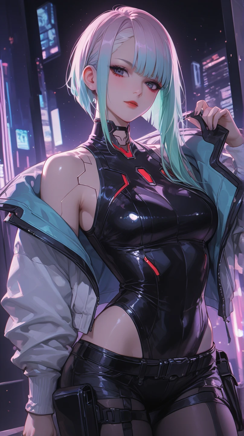 ((La mejor calidad)), ((obra maestra)), (muy detallado:1.3), ...............................................................................................................................................3D, Beautiful (cyberpunk:1.3) Mujer hacker, peinado corto,pelo corto, Volver al visor, cabello grueso, Terminal de ordenador operativo, Pantalla montada en la cabeza, computer server, Pantalla LCD, fiber optic cable, Logotipo de la empresa, HDR (High Dymanic Range), Trazado de rayos, NVIDIA RTX, Super resolution, Irreal 5, Subsoil Scatter, Textura PBR, Post-procesamiento, Anisotropic filtering, profundidad de campo, maximum sharpness and sharpness, Texturas multicapa, Albedo y Highlight Maps, Sombreado de superficies, Accurate simulation of light-material interactions, proporciones perfectas, Renderizado de octanaje, duotone lighting, ISO bajo, balance de blancos, Regla de los tercios, amplia apertura, 8K RAW, efficient sub-pixels, sub-pixel convolution, glow particles, dynamic pose