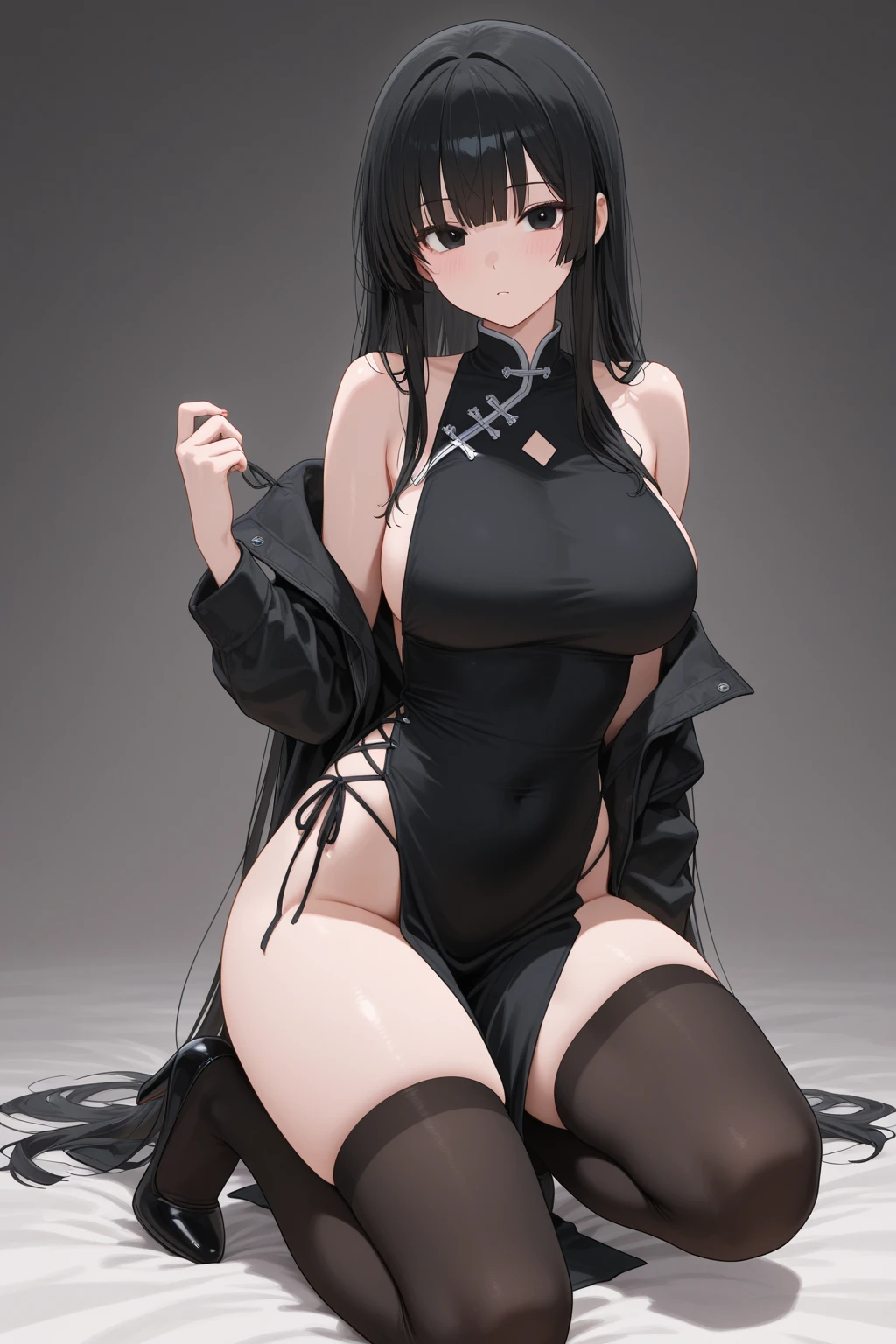 (masterpiece:1.3), (absurdres:1.3), (best quality:1.3), (8K), (large masterpiece digital art), (detailed manga illustration), (handled hair), pureerosface_v1, perfect anatomy, (intricate details:1.3), (ultra-detailed:1.3), (illustration:1.3), (sharp focus:1.3), (natural lighting:1.05), (vivid colors:1.3), <lora:ninomaeInanisHololive_v1:0.7>, ninoma ina'nis, tentacle hair, strapless, single thighhigh, white thighhighs, detached sleeves, diamond hairband, highleg leotard,