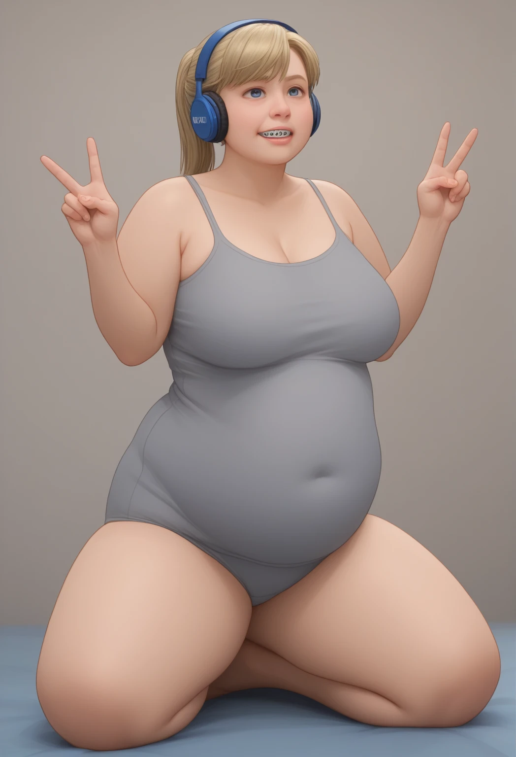 (((masterpiece))), ((photorealistic)), ((8k wallpaper)), (best quality), (((perfect quality))), solo, (detailed eyes), girl, front view, ((Chun Li)), very beautiful, young, pose: (sexy pose, shy pose, standing, front view), face : (young, (makeup), (perfect face), small smile, ((plump face)), ((plump cheeks)), detailed face, (simmetric face), very beautiful face, asian, beautiful red lips, very beautiful, cute face, young, big eyes) , figure: ( (very full body), (very full figure), ((huge breasts)), ((very curvy)), (very thicc), (very thick), wide waist, (a bit chubby), (a bit chubby belly), (big deep navel), very soft, ((very curvy)), love handles, wide hips, ((sexy curves)), sexy, muffin top, fat ass, very thick thighs, thunder thighs) , clothes : (tight blue microbikini)