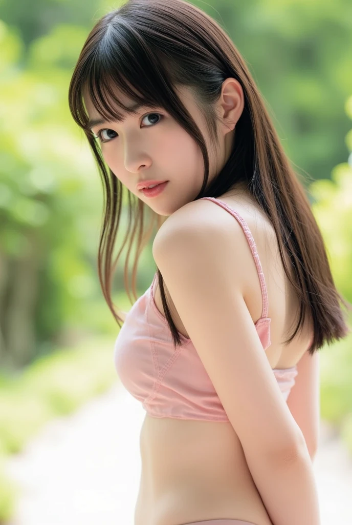 topless, Light red, big nipples, (Breast milk:1.12), Straight bangs, long hair、Shrine maiden, Nude, , 、Show your nipples properly from the front、Japanese high school girl like in the photo,　Pale-skinned girl, , , necklace, 15 years old, , , ,, 8K, , Plain eyes、, realistic breasts, , realistic girl, beautiful girl、kawaii junior high school student、I am studying, Brown Hair、Cheerleader、Love Pink