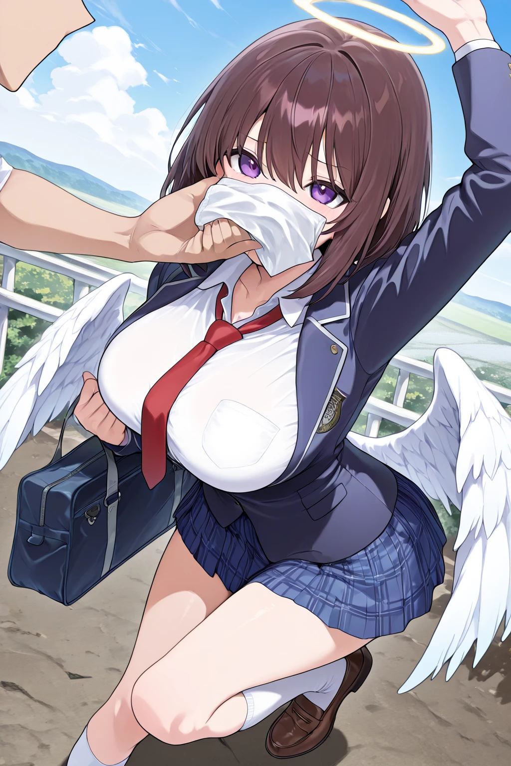 Japanese 25 year old angel naked1masturbating with someone、sky above the clouds、She's looking at us..、はみ出るI can see pubic hair、I'm shy、You can see pink nipples、everyone is naked、One is a slender woman with dark brown hair and a fluffy long bob.、Breasts that are too big and saggy、saggy breasts、Sagging chest、super big breasts、Breasts so big they're about to burst、super big breasts、、、shaggy public hair. under hair. I can see pubic hair、There are big angel wings on his back.、R18 illustration、erotic manga、Erotic illustration、2D illustration、Japan anime、drawn by Japanese ilastrator、high resolution、4K quality、high quality、High resolution、5 million pixels、high detail、No correction、masturbation、