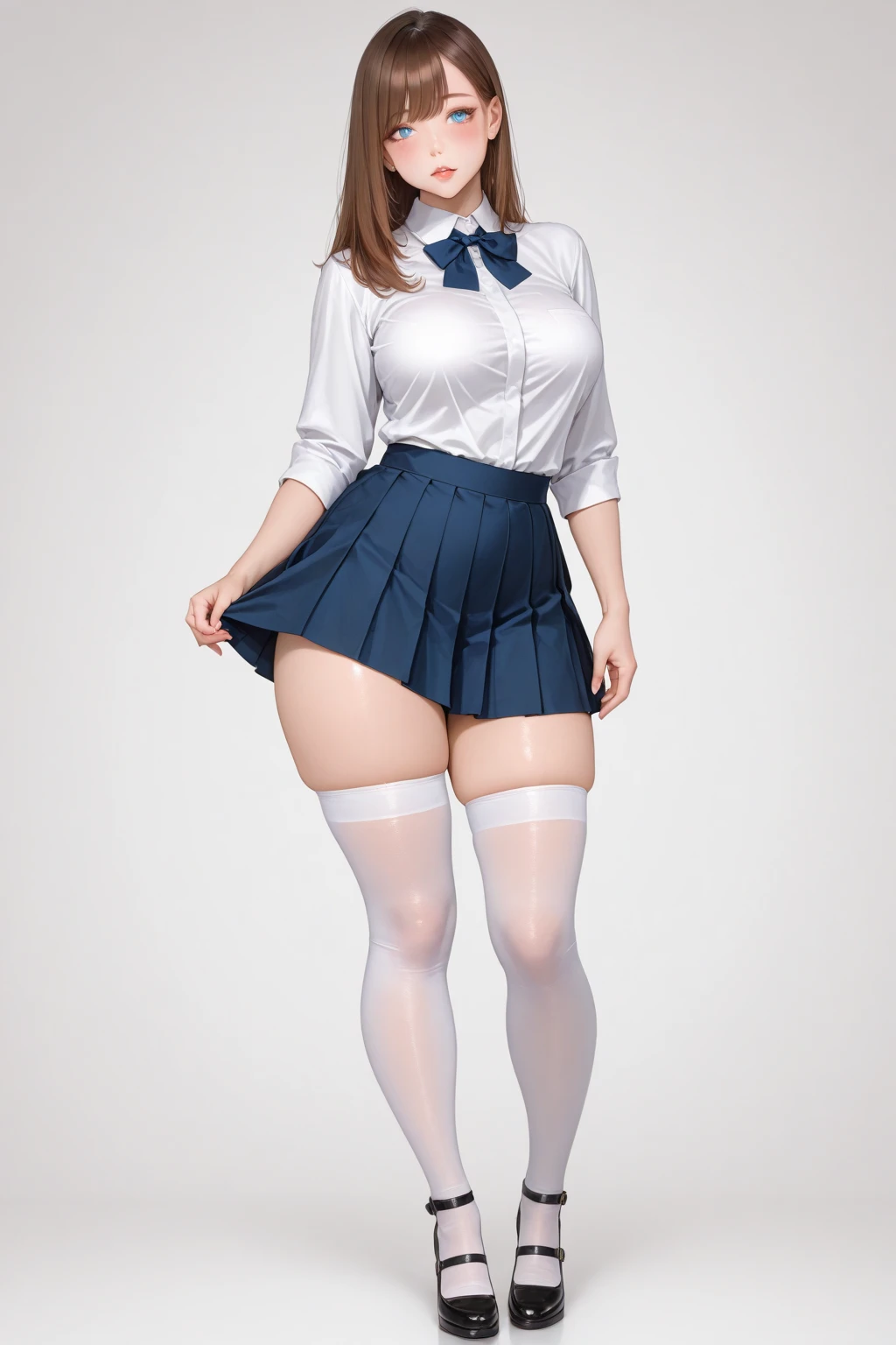 Full body drawing reference, Perfect Proportions, Naked  in sailor suit、Exposing her cute breasts and crotch、Flip up your skirt to show off your crotch、Front view, Side view, Rear View