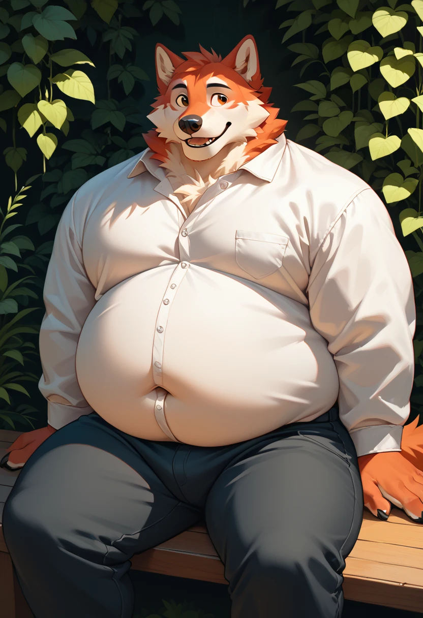 4k ultra quality, 4k full body view,(ultra high detailed body),((kemono)) fox,by mystikfox61, by glitter trap boy,feral paws, by bebebebebe,by morethreedee, by seibear,(thick thigh),(chubby thigh),thicc thigh,thick legs,chubby legs,thicc legs,massive butt,enomorous thigh,massive thigh,massive legs,thick lower legs,wide legs,(detailed thigh),(wide thigh),fluffy belly sharp nails,((sfw)),(ultra detailed face),detailed eyes,big tail,fluffy tail,(detailed tail),enomorous tail,bigger tail,huge tail,volumetric light,big paws,(thick paws),fluffy paws,furry paws,enomorous paws,(bigger lower body),(long legs),master works, super fine, 4k resolution, high quality,high picture detail,dark fantasy,illusory engine, Masterpiece,front view,faint lighting,enomorous belly,ultra hyper belly,wide body,wide chubby face,enomorous body,white fur,white fox,(wearing oversized jacket),wearing T-shirt,tight T-shirt,white T-shirt,wearing shorts,tight shorts,big bulge,very bloated belly,big belly,kneeling in home,male fox,tired face