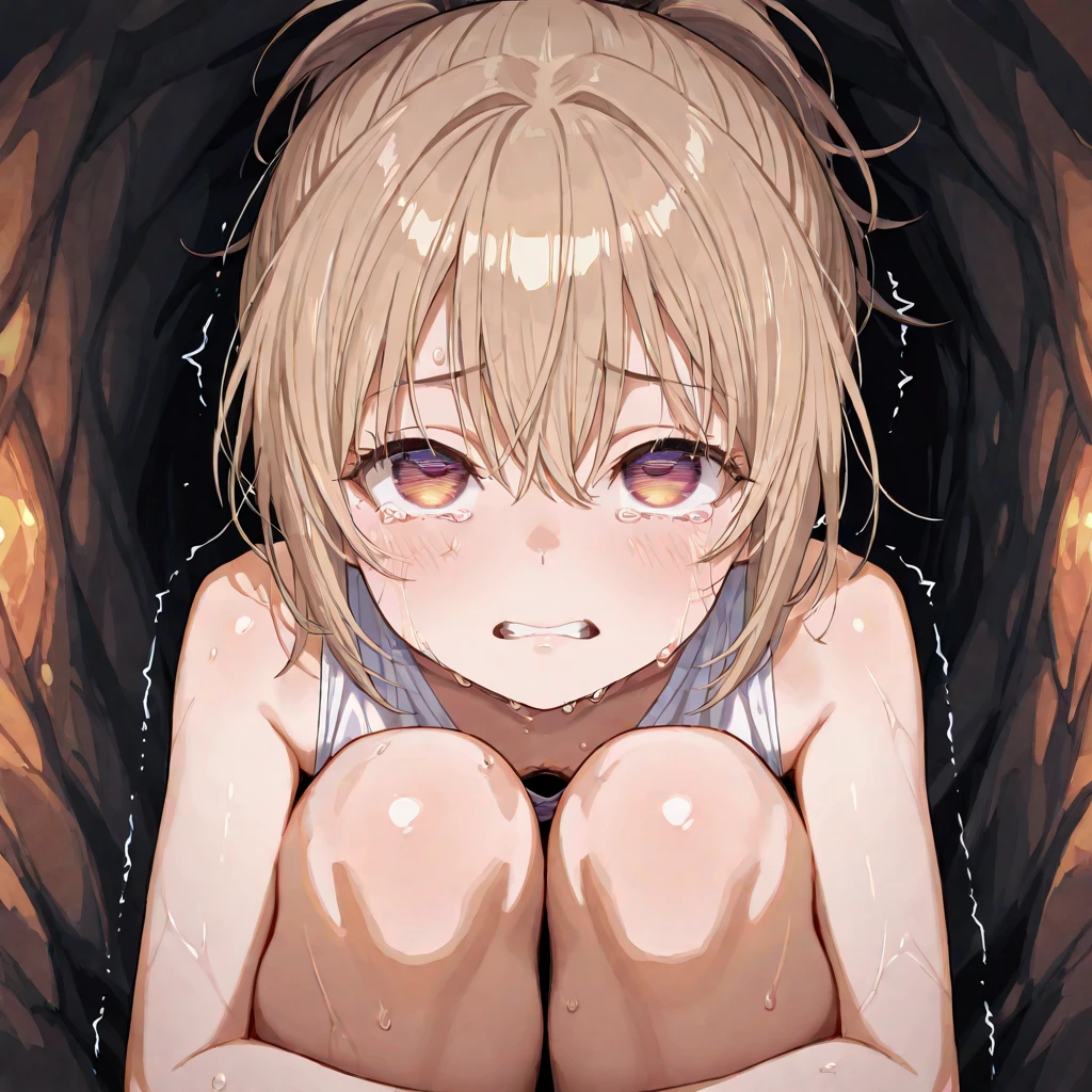 masterpiece, Best Quality, High resolution,, One girl, Open your mouth, Sticking out tongue,((a large amount of semen on the face)),Completely naked、Small breasts、Full nudity、Realistic tongue、Very long tongue,((Semen in mouth))、((Flat chest:1.2))、((Lots of drooling:1.3)),((Grin)),Brat,Crouch down、Squat、Pee